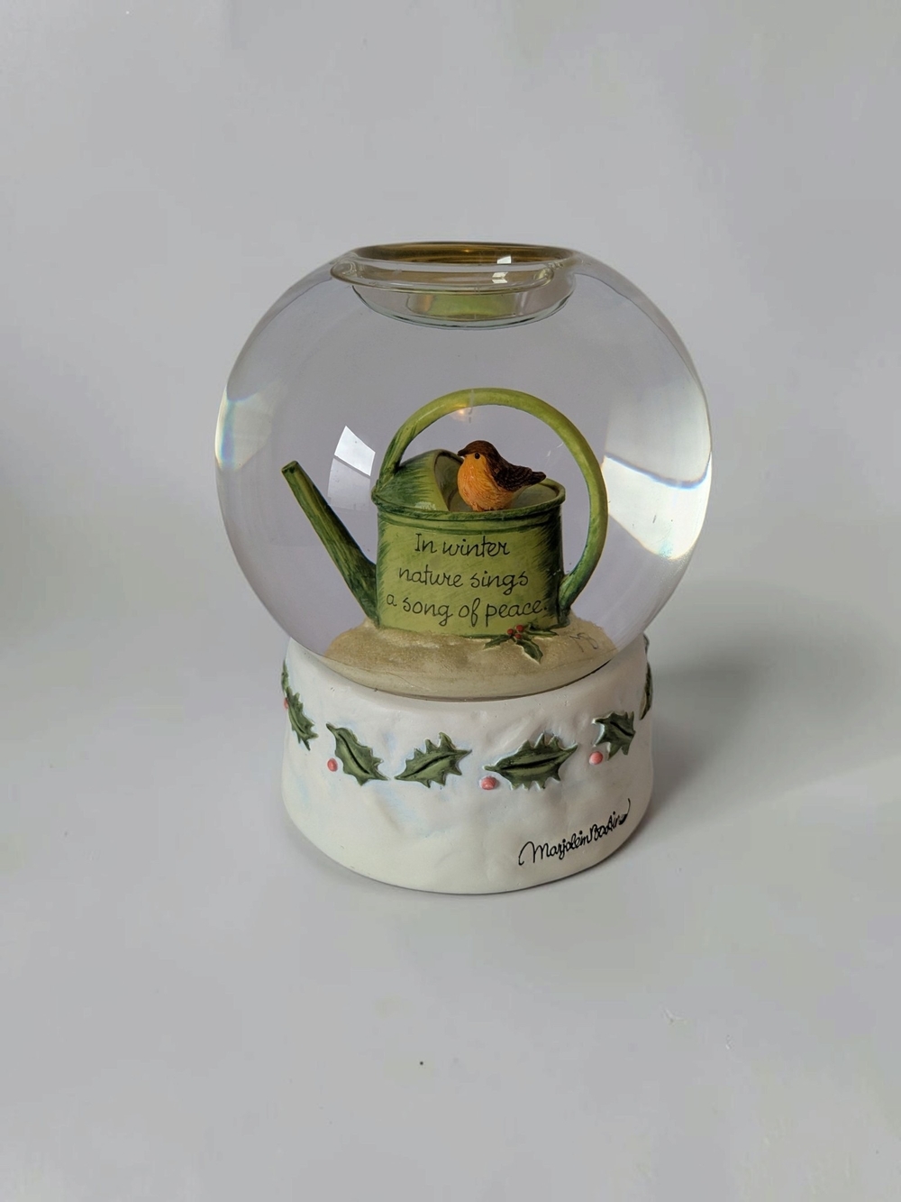 Hallmark Marjolein Bastin "In Winter Nature Sings a Song of Peace" Water Globe